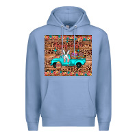 Colony Blue happy easter truck Premium Hoodie - JahusDesignShop