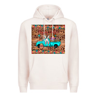 Pale Pink happy easter truck Premium Hoodie - JahusDesignShop