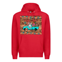 Red happy easter truck Premium Hoodie - JahusDesignShop
