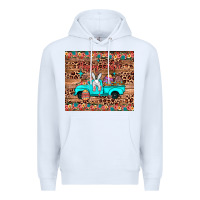 White happy easter truck Premium Hoodie - JahusDesignShop