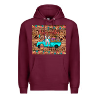 Burgundy happy easter truck Premium Hoodie - JahusDesignShop