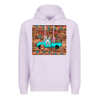 Lilac happy easter truck Premium Hoodie - JahusDesignShop