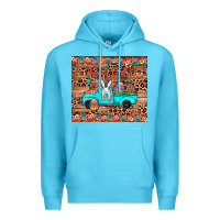 Ocean Blue happy easter truck Premium Hoodie - JahusDesignShop
