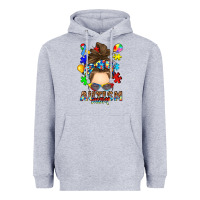 Heather Grey messy bun autism mom Heavyweight Hoodie - RanaPortraitStore