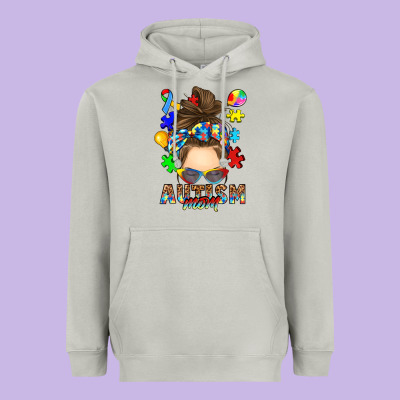 Heavyweight Hoodie messy bun autism mom