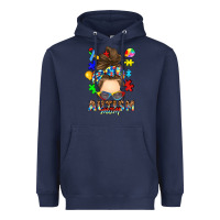 Navy messy bun autism mom Heavyweight Hoodie - RanaPortraitStore