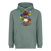 Sage messy bun autism mom Heavyweight Hoodie - RanaPortraitStore