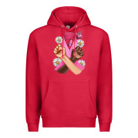 Cardinal Breast Cancer Fist Daisy Butterfly Premium Hoodie - Artiststas