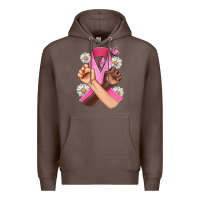 Coffee Breast Cancer Fist Daisy Butterfly Premium Hoodie - Artiststas
