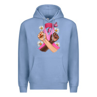 Colony Blue Breast Cancer Fist Daisy Butterfly Premium Hoodie - Artiststas