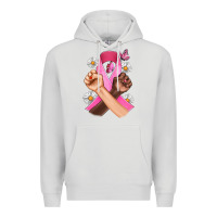Dove Grey Breast Cancer Fist Daisy Butterfly Premium Hoodie - Artiststas