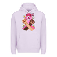 Lilac Breast Cancer Fist Daisy Butterfly Premium Hoodie - Artiststas