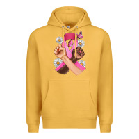Mustard Breast Cancer Fist Daisy Butterfly Premium Hoodie - Artiststas