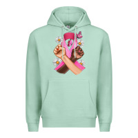 Seafoam Breast Cancer Fist Daisy Butterfly Premium Hoodie - Artiststas