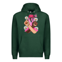 Sports Green Breast Cancer Fist Daisy Butterfly Premium Hoodie - Artiststas