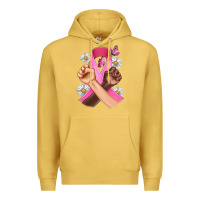 Antique Gold Breast Cancer Fist Daisy Butterfly Premium Hoodie - Artiststas