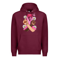 Burgundy Breast Cancer Fist Daisy Butterfly Premium Hoodie - Artiststas