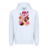 White Breast Cancer Fist Daisy Butterfly Premium Hoodie - Artiststas