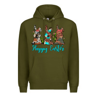 Army Green happy easter leopard cowhide turquoise cactus bunny's Premium Hoodie - JahusDesignShop