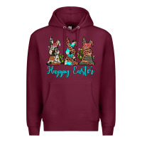 Burgundy happy easter leopard cowhide turquoise cactus bunny's Premium Hoodie - JahusDesignShop