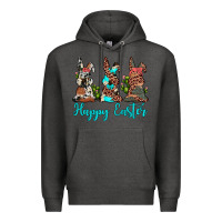 Charcoal Heather happy easter leopard cowhide turquoise cactus bunny's Premium Hoodie - JahusDesignShop