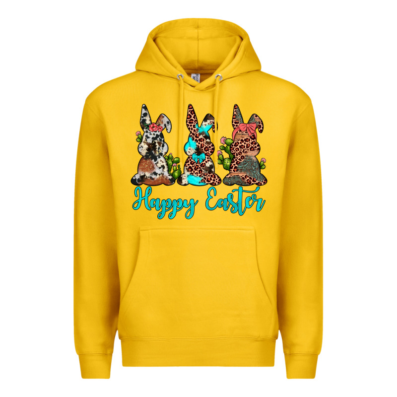 Happy Easter Leopard Cowhide Turquoise Cactus Bunny's Premium Hoodie by JahusDesignShop | Teevron