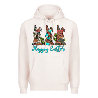 Pale Pink happy easter leopard cowhide turquoise cactus bunny's Premium Hoodie - JahusDesignShop
