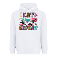 White eat sleep craft repeat Heavyweight Hoodie - RanaPortraitStore