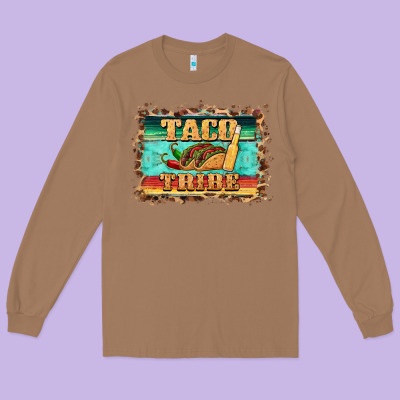 Taco Tribe Western Background Long Sleeve Tee Designed By Barkaloodesign
