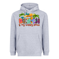 Heather Grey the beach is my happy place Heavyweight Hoodie - RanaPortraitStore