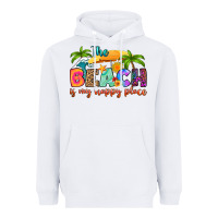 White the beach is my happy place Heavyweight Hoodie - RanaPortraitStore