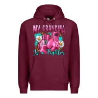 Burgundy Breast Cancer My Grandma Is A Fighter Premium Hoodie - Artiststas