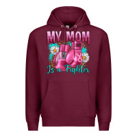 Burgundy Breast Cancer My Mom Is A Fighter Premium Hoodie - Artiststas