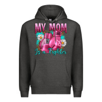 Charcoal Heather Breast Cancer My Mom Is A Fighter Premium Hoodie - Artiststas