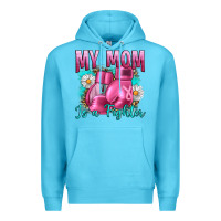 Ocean Blue Breast Cancer My Mom Is A Fighter Premium Hoodie - Artiststas