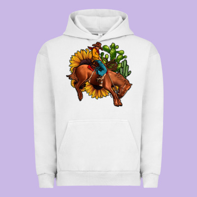 Rodeo Cowboy Sunflower Cactus Urban Hoodie Designed By Jahusdesignshop