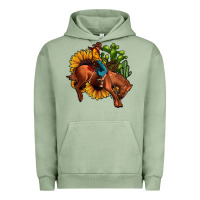 Pigment Oil Green rodeo cowboy sunflower cactus Urban Hoodie - JahusDesignShop