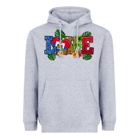 Heather Grey love haitian republic Heavyweight Hoodie - RanaPortraitStore