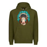 Army Green hereford indian headdress Premium Hoodie - JahusDesignShop