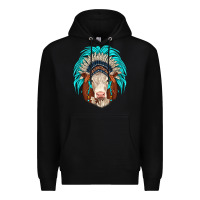 Black hereford indian headdress Premium Hoodie - JahusDesignShop