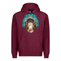 Burgundy hereford indian headdress Premium Hoodie - JahusDesignShop
