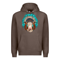 Coffee hereford indian headdress Premium Hoodie - JahusDesignShop