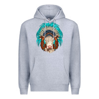 Heather Grey hereford indian headdress Premium Hoodie - JahusDesignShop