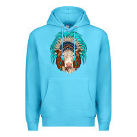 Ocean Blue hereford indian headdress Premium Hoodie - JahusDesignShop