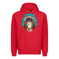 Red hereford indian headdress Premium Hoodie - JahusDesignShop