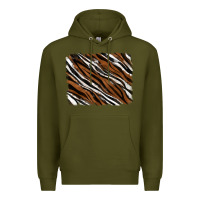 Army Green Tiger zebra background Premium Hoodie - RanaPortraitStore