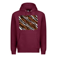 Burgundy Tiger zebra background Premium Hoodie - RanaPortraitStore