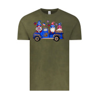 Vintage Olive american flag gnomes truck Vintage Tee - Artiststas