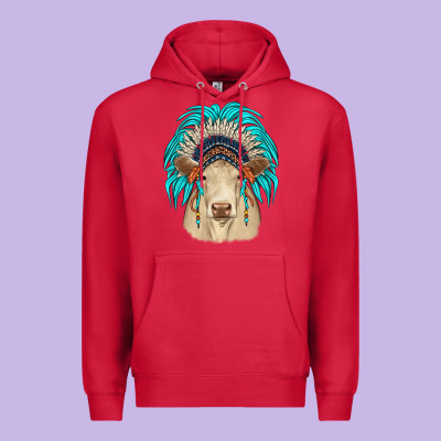 Charolais Indian Headdress Premium Hoodie Designed By Jahusdesignshop