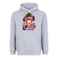 Heather Grey one loved teacher messy bun Heavyweight Hoodie - RanaPortraitStore